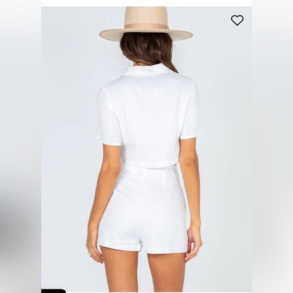 NWOT Princess Polly ADDISON SET White Two Piece Button Down Top and Shorts Sz 12 - Picture 3 of 16